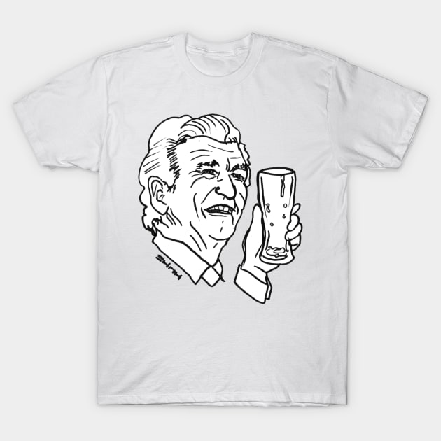 Bob Hawke Skull Skol Beer Tee T-Shirt by sketchnkustom